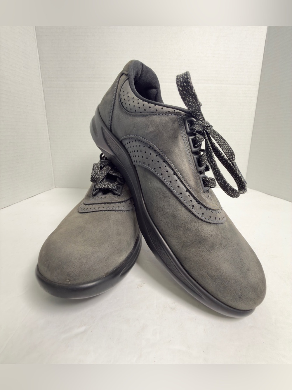 SAS Walk Easy Nero Charcoal Nubuck Walking Shoes Comfort Sneaker Womens Sz 7.5